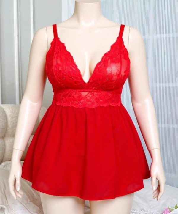 لباس خواب سایز بزرگ-لباسخواب بیگ سایز-لباس سکسی قرمز-لباسخواب دنیرا-sexy red lace lingerie open back open crotch-crotchless lingerie