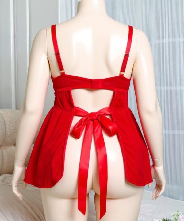 لباس خواب سایز بزرگ-لباسخواب بیگ سایز-لباس سکسی قرمز-لباسخواب دنیرا-sexy red lace lingerie open back open crotch-crotchless lingerie