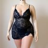 لباس خواب توری سینه زنجیری-لباسخواب فانتزی-لباس خواب سایز بزرگ دنیرا-1237-sexy black lace sheer lingerie women