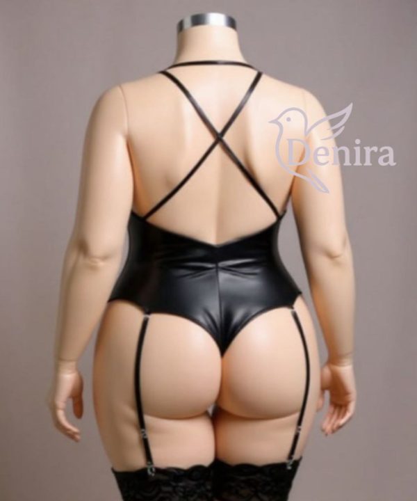 بادی فاق باز سایز بزرگ-لباسخواب سایز بزرگ-لباسخواب جلوباز-لباس فاق باز-لباسخواب چرم-black leather body open crotch