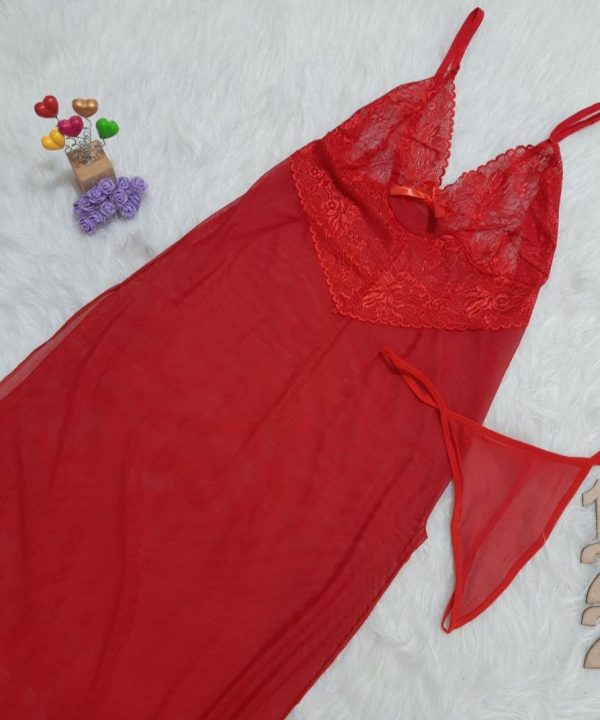 لباس خواب بلند-لباس خواب سایز بزرگ-لباسخواب تور-لباس خواب دنیرا-sexy long red chiffon lingerie women-122