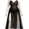 لباس خواب بلند-لباس خواب سایز بزرگ-لباسخواب تور-لباس خواب دنیرا-sexy long black chiffon lingerie women-122