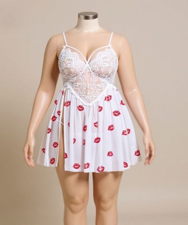 لباس خواب سایز بزرگ-لباسخواب فانتزی-لباسخواب زنانه دنیرا-81350-sexy lace white lingerie women