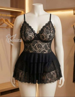 لباس خواب سایز بزرگ-لباس تور کوتاه-لباسخواب دنیرا-لباس سکسی-81421
