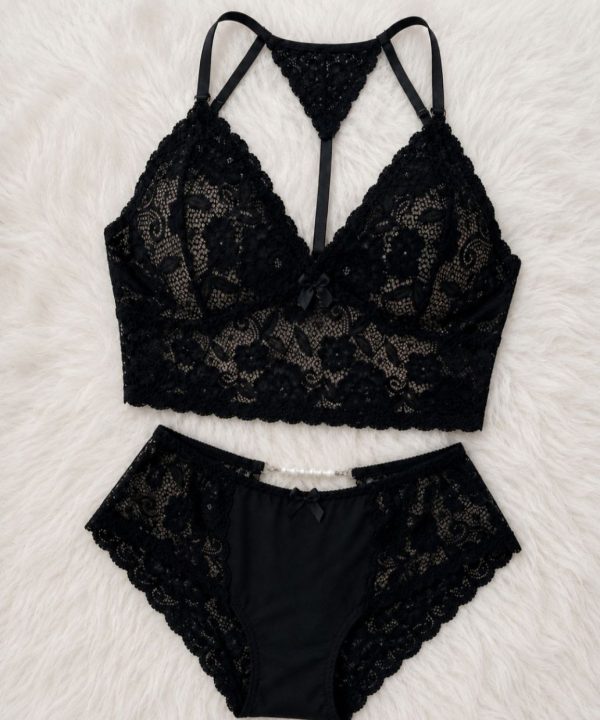ست سوتین و شورت-لباس فانتزی سایز بزرگ-لباسخواب سایز بزرگ زنانه-81551-sexy black lace lingerie women