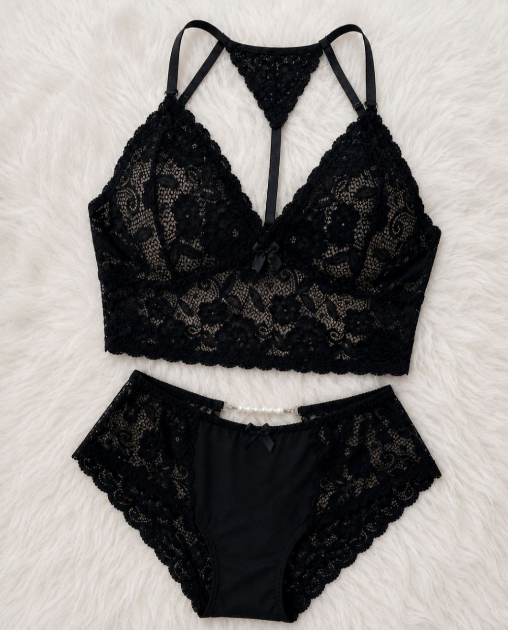 ست سوتین و شورت-لباس فانتزی سایز بزرگ-لباسخواب سایز بزرگ زنانه-81551-sexy black lace lingerie women