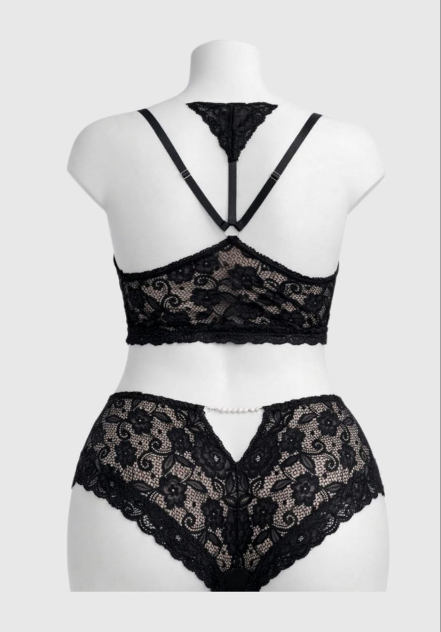 ست سوتین و شورت-لباس فانتزی سایز بزرگ-لباسخواب سایز بزرگ زنانه-81551-sexy black lace lingerie women