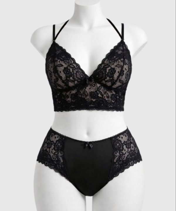 ست سوتین و شورت-لباس فانتزی سایز بزرگ-لباسخواب سایز بزرگ زنانه-81551-sexy black lace lingerie women
