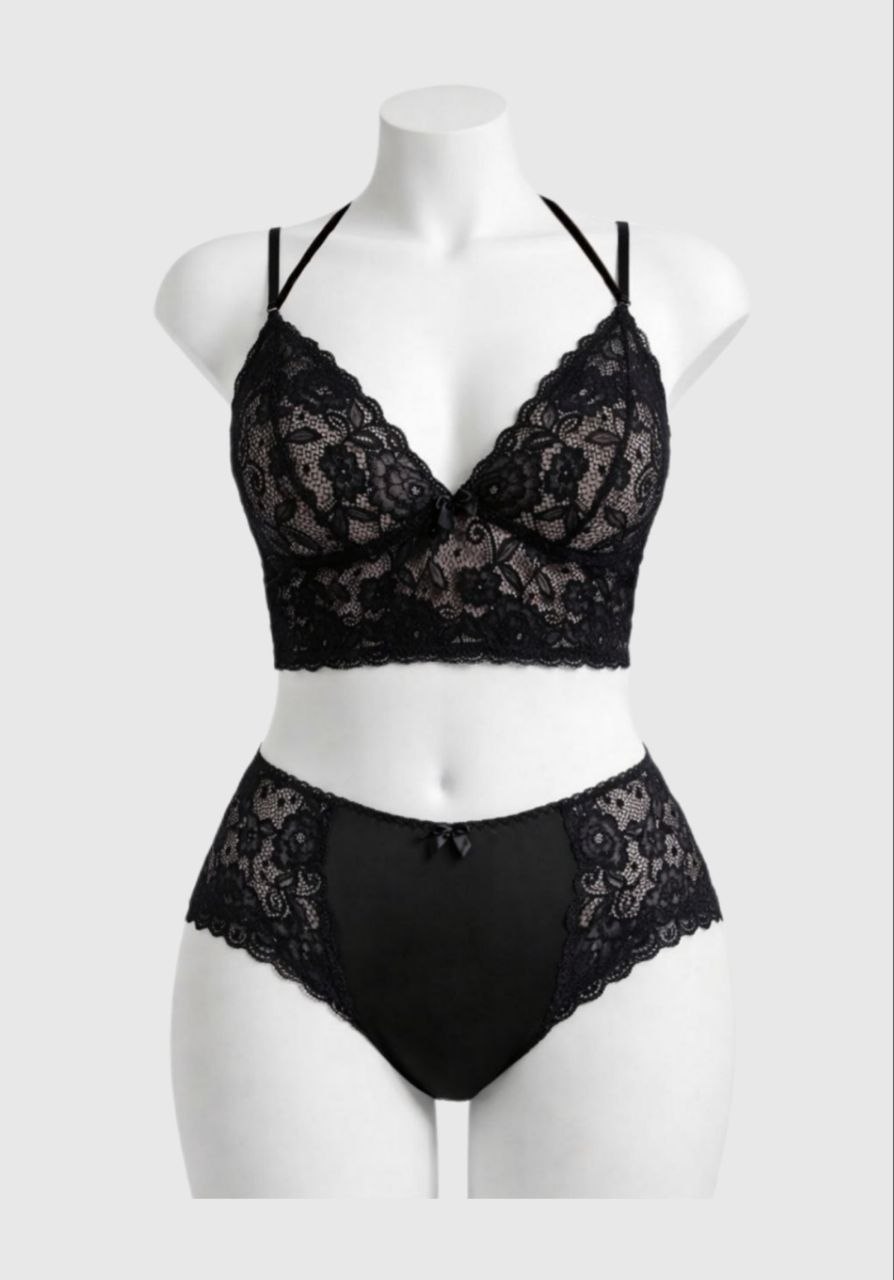 ست سوتین و شورت-لباس فانتزی سایز بزرگ-لباسخواب سایز بزرگ زنانه-81551-sexy black lace lingerie women