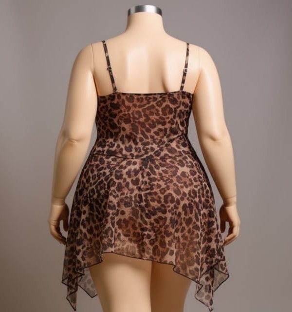 لباس خواب پلنگی-لباسخواب حریر-لباسخواب سایز بزرگ-لباسخواب تور-81496- sexy leopard lingerie women