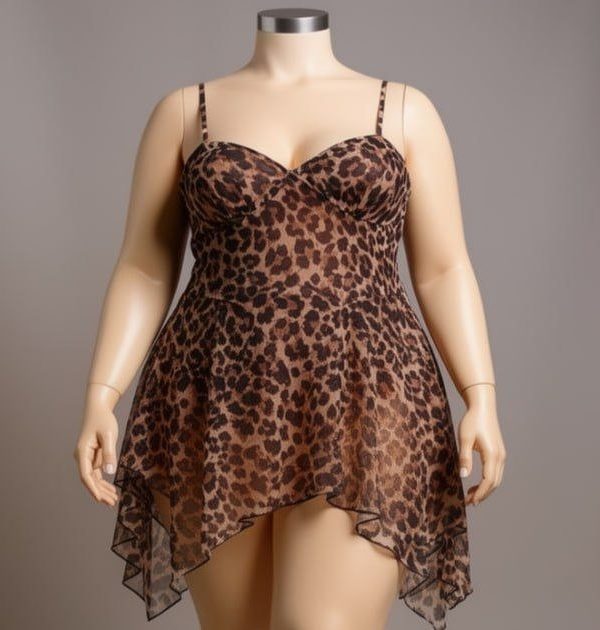 لباس خواب پلنگی-لباسخواب حریر-لباسخواب سایز بزرگ-لباسخواب تور-81496- sexy leopard lingerie women