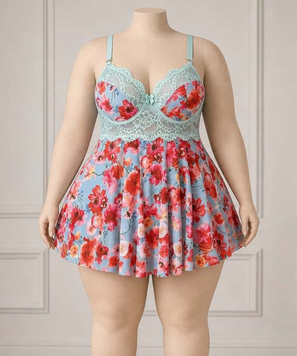 لباسخواب سایز بزرگ-لباسخواب بیگ سایز-لباسخواب توری-لباسخواب زنانه-1252-sexy lace flowered lingerie women