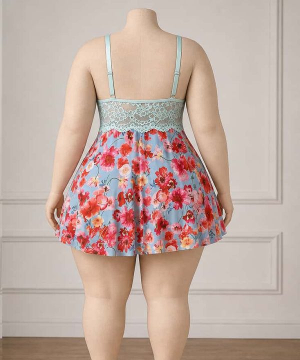 لباسخواب سایز بزرگ-لباسخواب بیگ سایز-لباسخواب توری-لباسخواب زنانه-1252-sexy lace flowered lingerie women