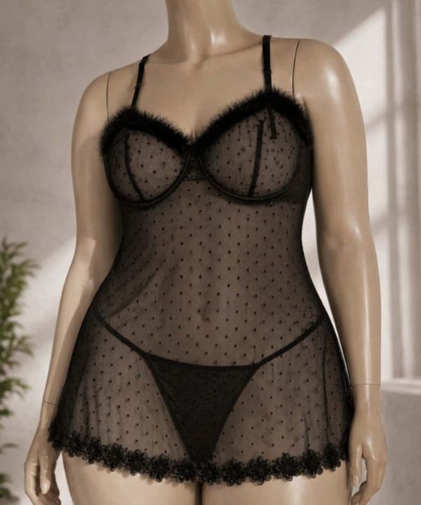 لباسخواب سایز بزرگ-لباسخواب زنانه-لباسخواب تور-لباسخواب فانتزی-81557-sexy lace black lingerie women