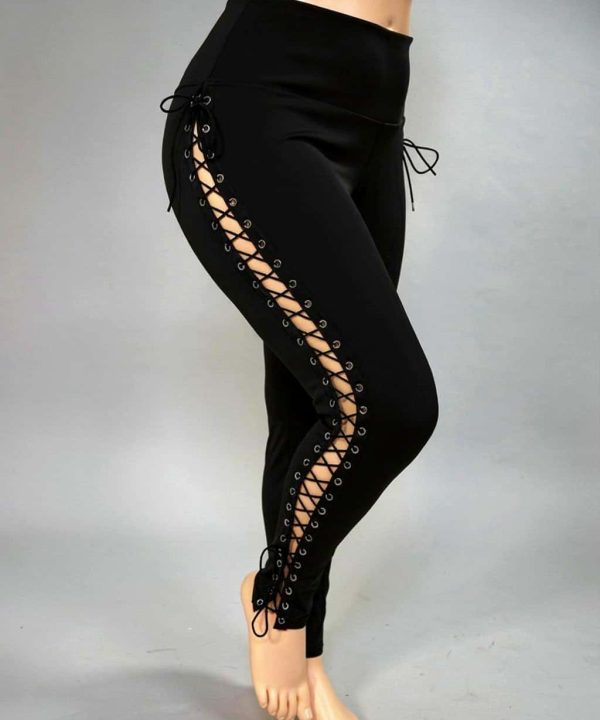 لگ بند دار سایز بزرگ-لگ سایز بزرگ-لگ فانتزی-لگ مجلسی-81558-plus-size legging black