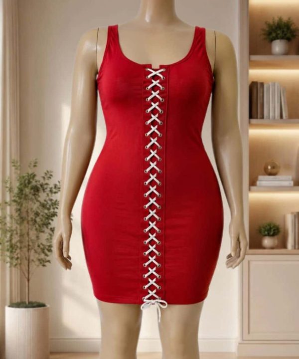 پیراهن راحتی سایز بزرگ-لباس راحتی زنانه سیز بزرگ-لباس فانتزی زنانه-81485-sexy red dress women