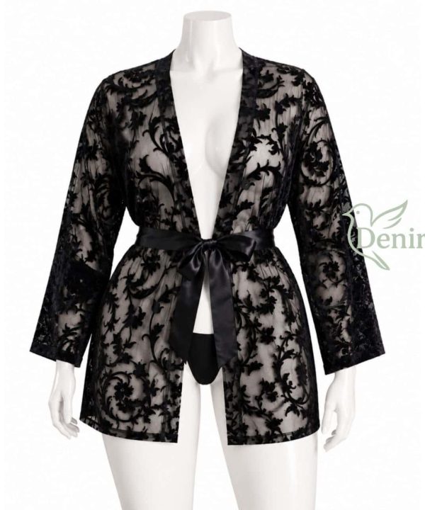 روبدوشامبر سایز بزرگ-روبدوشامبر تور-روبدوشامبر-روبدوشامبر فانتزی-black lace robیoshambr lingerie-81577