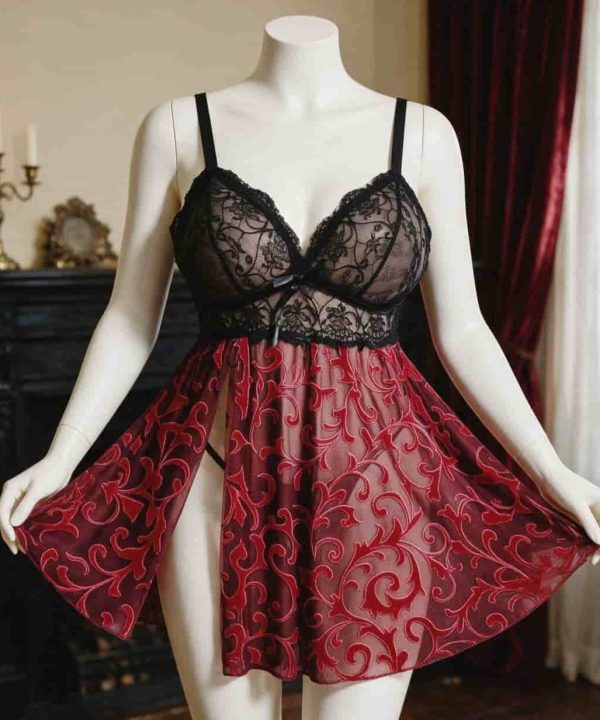 لباسخواب زنانه دنیرا-لباسخواب سایز بزرگ-لباسخواب فانتزی-لباس چاکدار-81584-sexy plus lingerie women