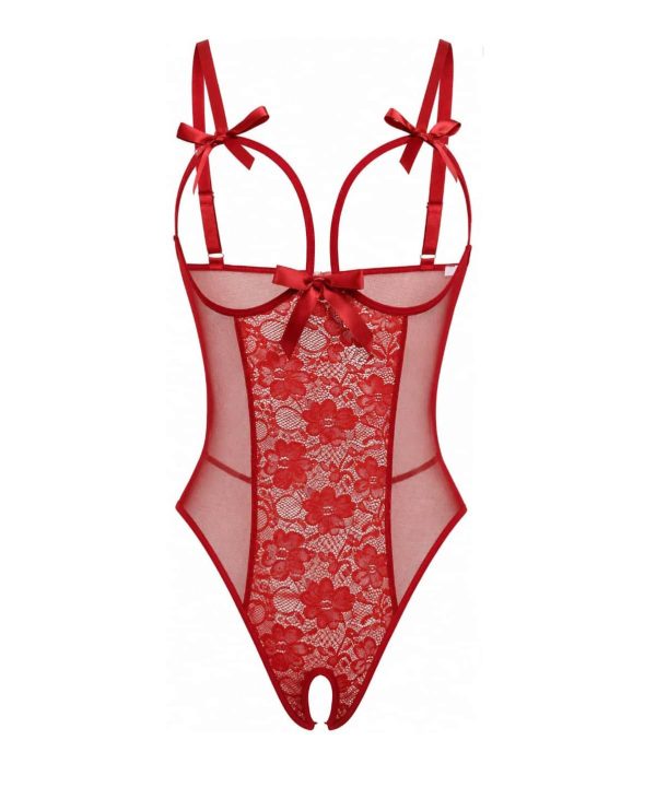 sexy lace red lingerie women couples and open crotch-بادی سکسی- لباسخواب تور باز-بادی فانتزی فاق باز و سینه باز