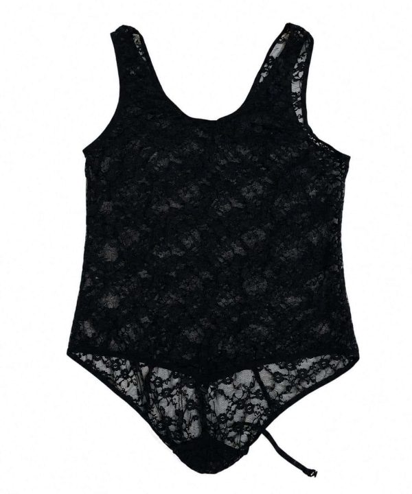 بادی مردانه تور گل دار مشکی-لباس سکسی مردانه-لباس توری مردانه-لباس برده-black lace body for men