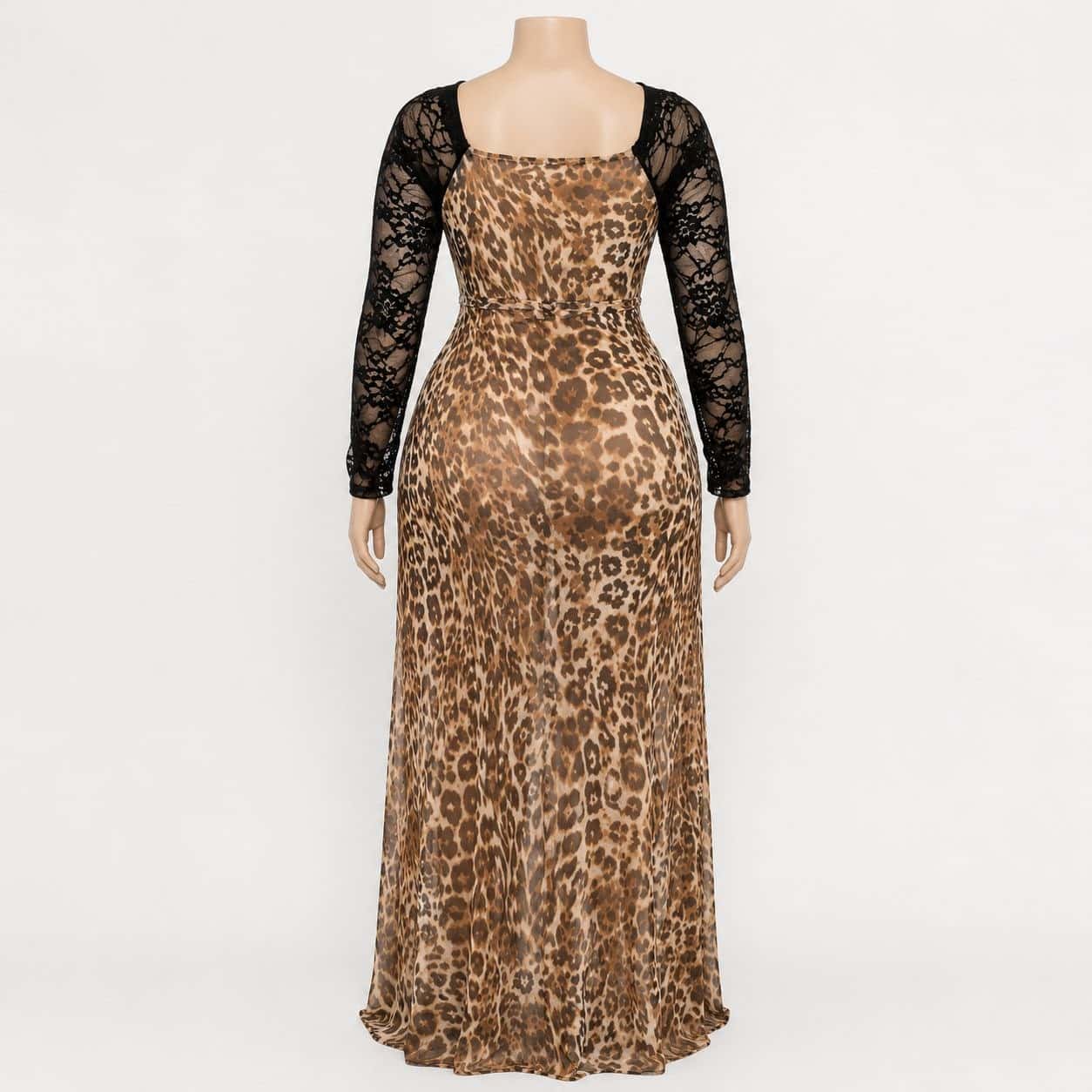 لباس خواب بلند شب-لباسخواب سایز بزرگ پلنگی-لباسخواب بیگ سایز-81600-sexy lace leopard and black lingerie women
