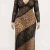 لباس خواب بلند شب-لباسخواب سایز بزرگ پلنگی-لباسخواب بیگ سایز-81600-sexy black lace leopard and lingerie women