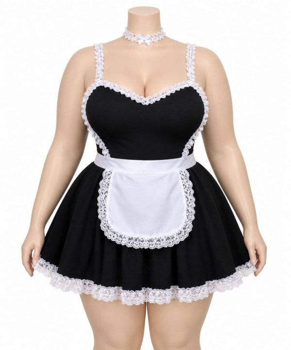 کاستوم خدمتکاری دلبر-کاستوم-لباسخواب-لباس سکسی-لباسخواب سایز بزرگ-costume maid lingerie black and white-81661