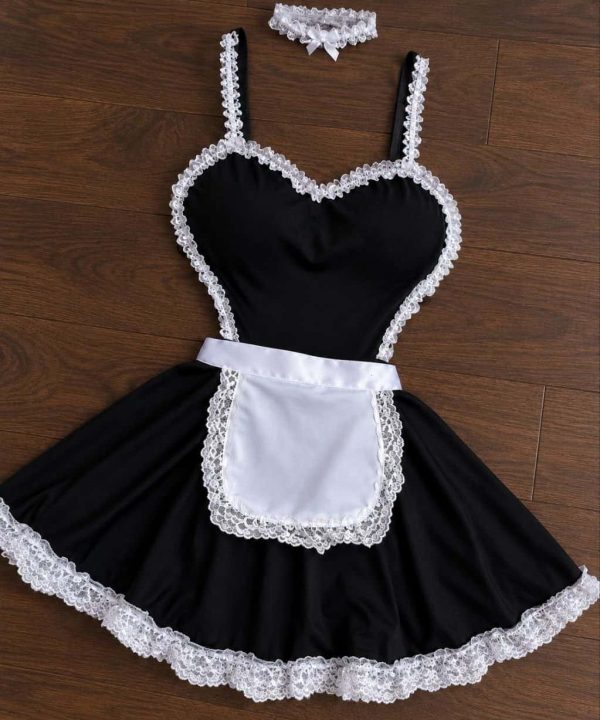 کاستوم خدمتکاری دلبر-کاستوم-لباسخواب-لباس سکسی-لباسخواب سایز بزرگ-costume maid lingerie black and white-81661